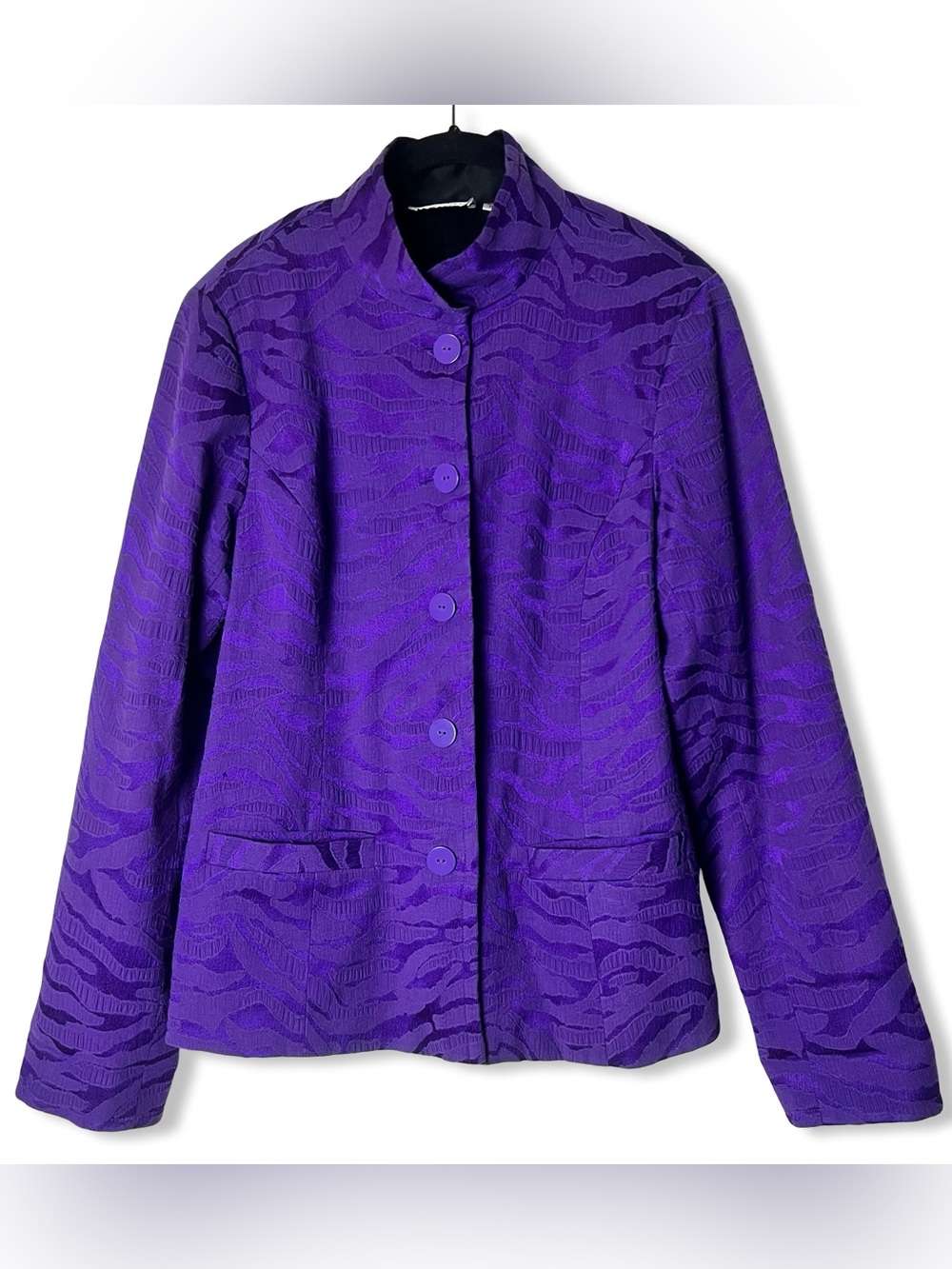 Linea By Louis Dell’Olio Purple Zebra Print Vintage 90s Button Front Jacket Sz M